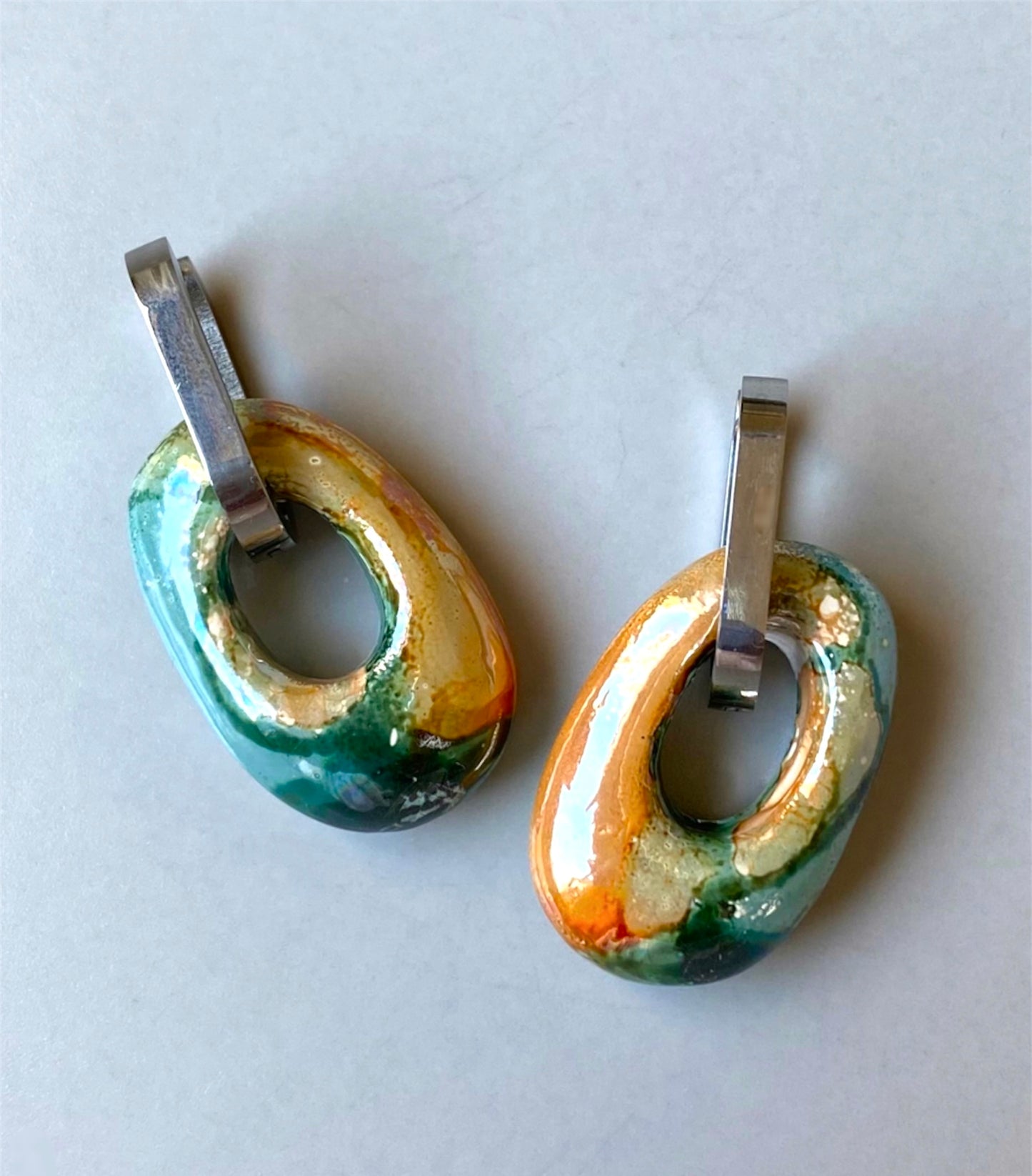 Miri Earrings Light Green-Orange