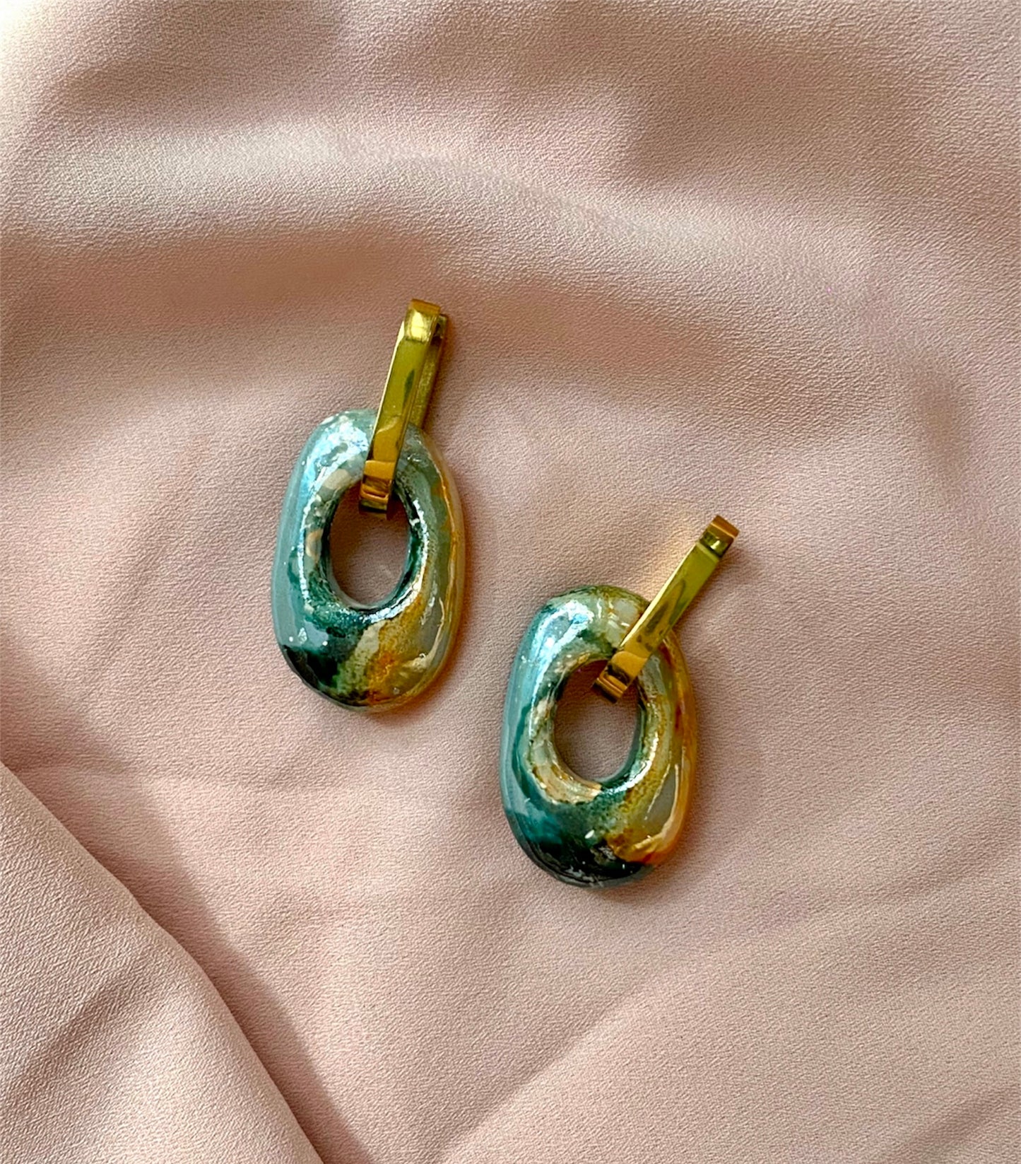 Miri Earrings Light Green-Orange